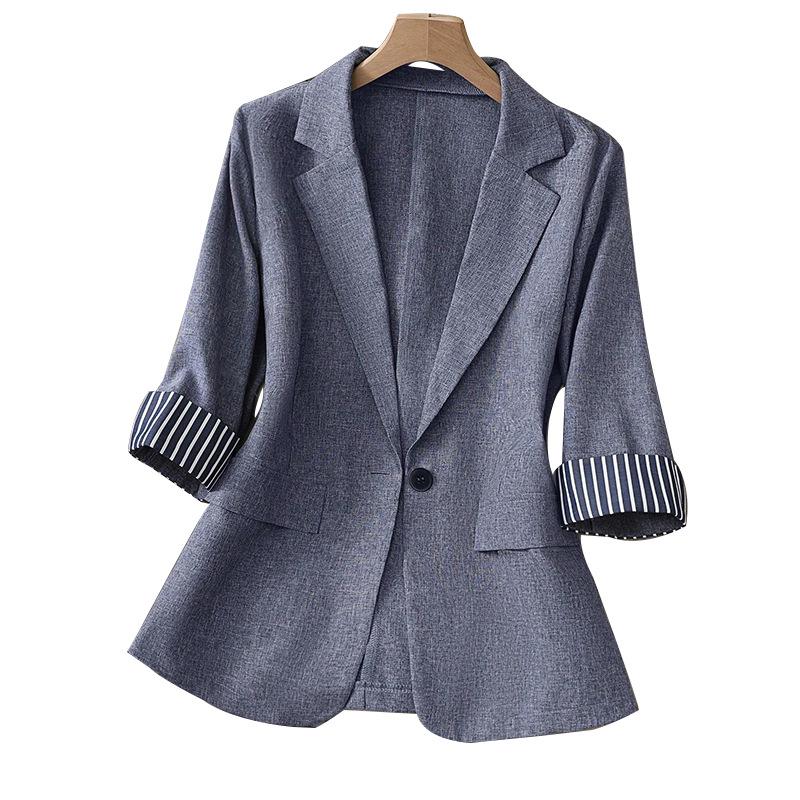 

European and American Style Women s Autumn Fashion Three-Quarter Sleeve Suit Jacket Large сірий колір/синій