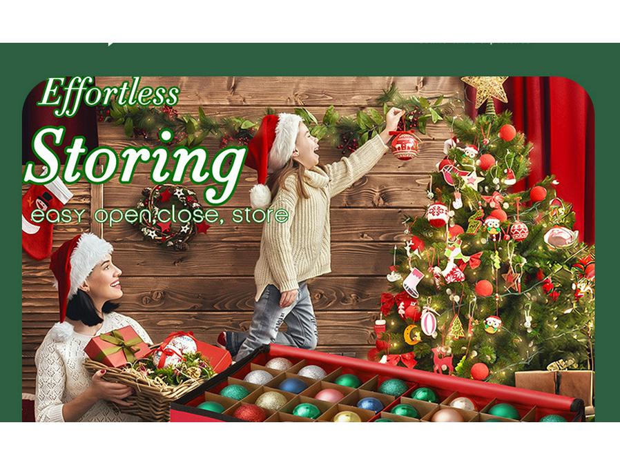 Foldable Oxford Cloth Christmas Ornament Storage Box with 128 Compartments