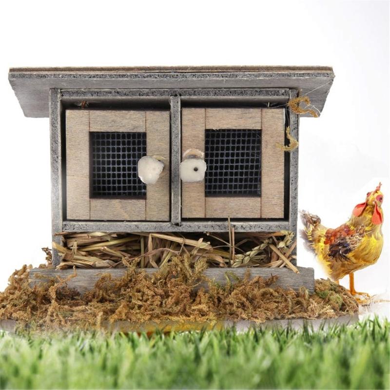 Realistic Wood Chicken Nest Doll House Furniture Miniature Farmhouse Backyard Scene Landscape Ornament For Craft Project