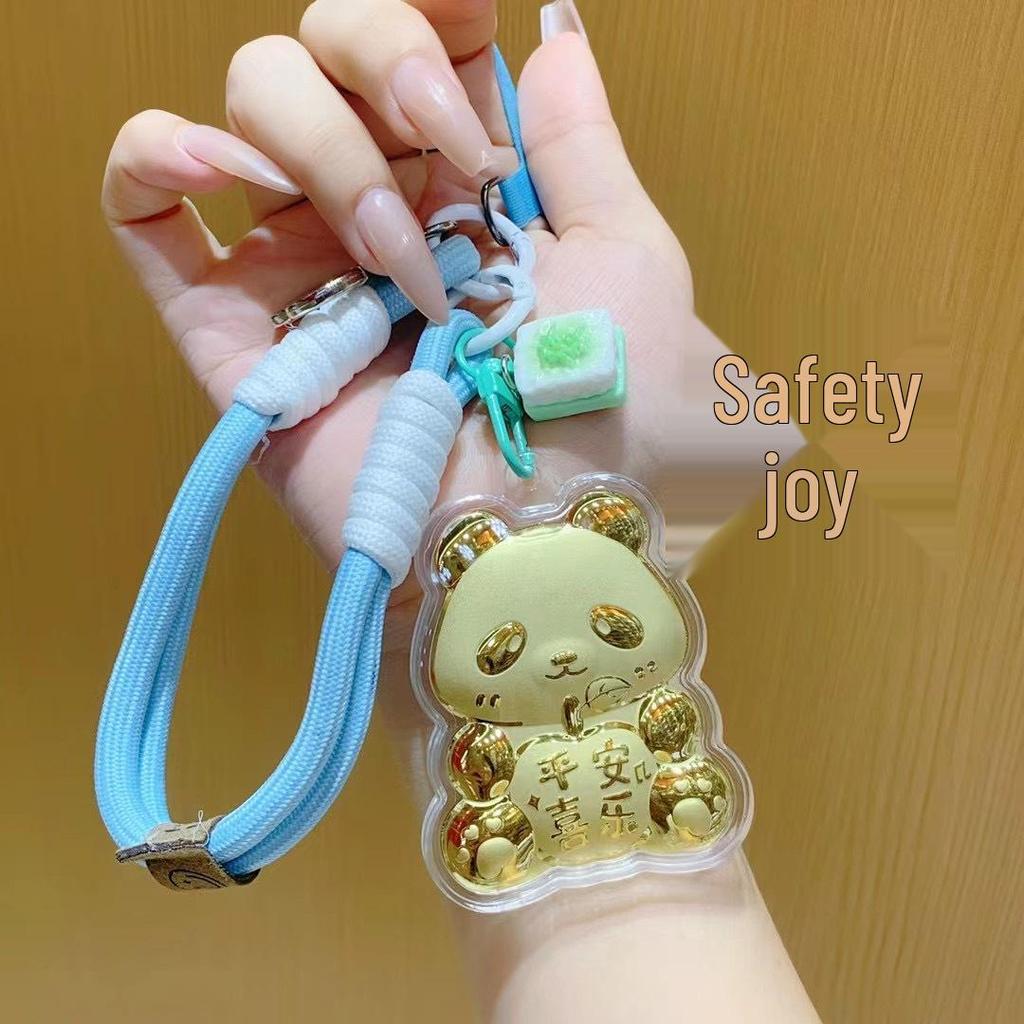 Panda Peace and Joy 999 Fine Gold Pendant Keychain Bag Charm