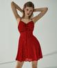 VIKINI VENDER Fraise Ribbon Shirring Mini Dress