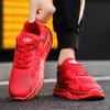 Large Size Four Seasons Couple Running Shoes Heightening Shoes Single Mesh Hollow Flyknit Breathable Casual Versatile Sports Shoes