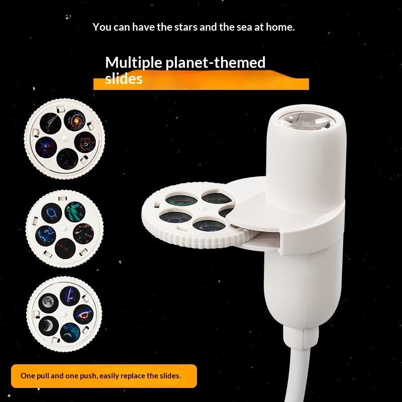 Planet Galaxy Projector USB Powered Flexible Neck Multi Patterns Star Light Gift for Astronomy Enthusiasts