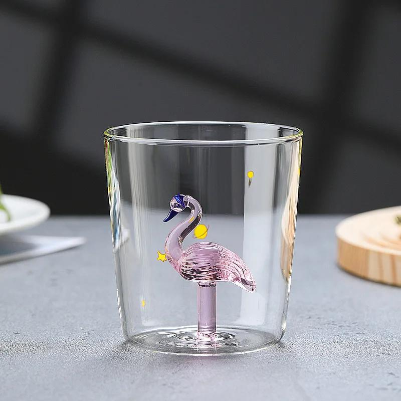 1 Stück 350 ml 3D-Tierglasbecher, hitzebeständiges Glas für Eiskaffee, Saft, Milch, klares Glas für Sommer und Winter, Getränkewasserbecher