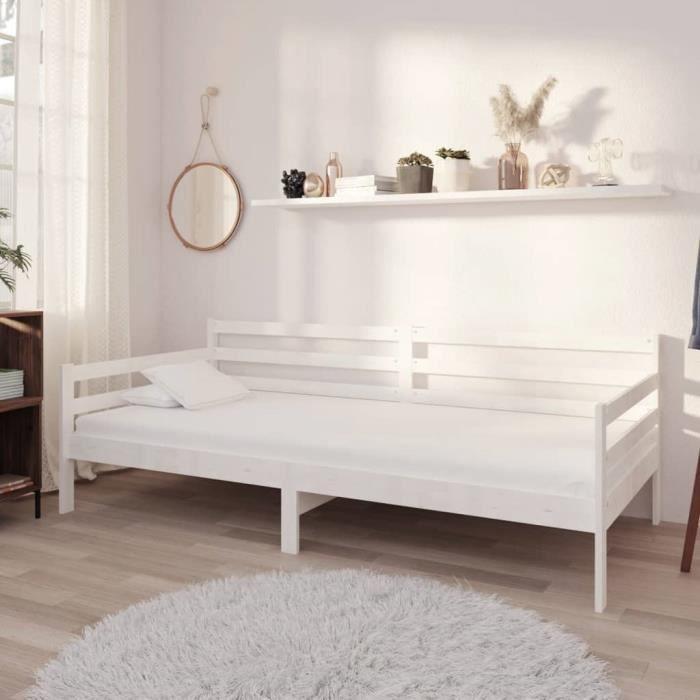 VidaXL Daybed with Mattress 90x200 Cm White Solid Pine Wood 3083590