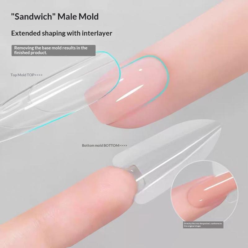 240Pcs Sandwich Nail Forms 15 Size Oval Extension Dual Form No Paper Forms Needed For Easy Nail Extensions