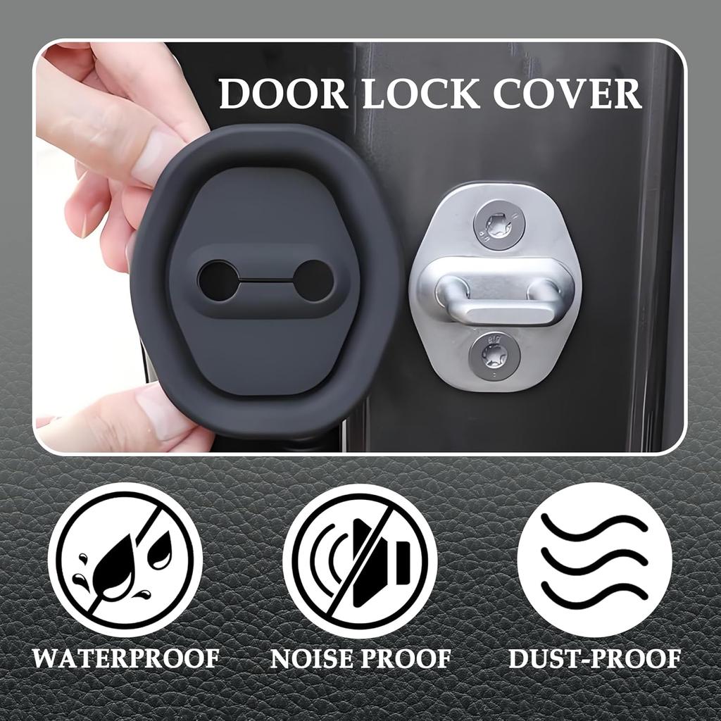 4PCS Door Latch Lock Cover,Silicone Door Latch Guard Car Decorations&Protects Door Latches,Universal Self-Adhesive Door Lock Latch Protector Car