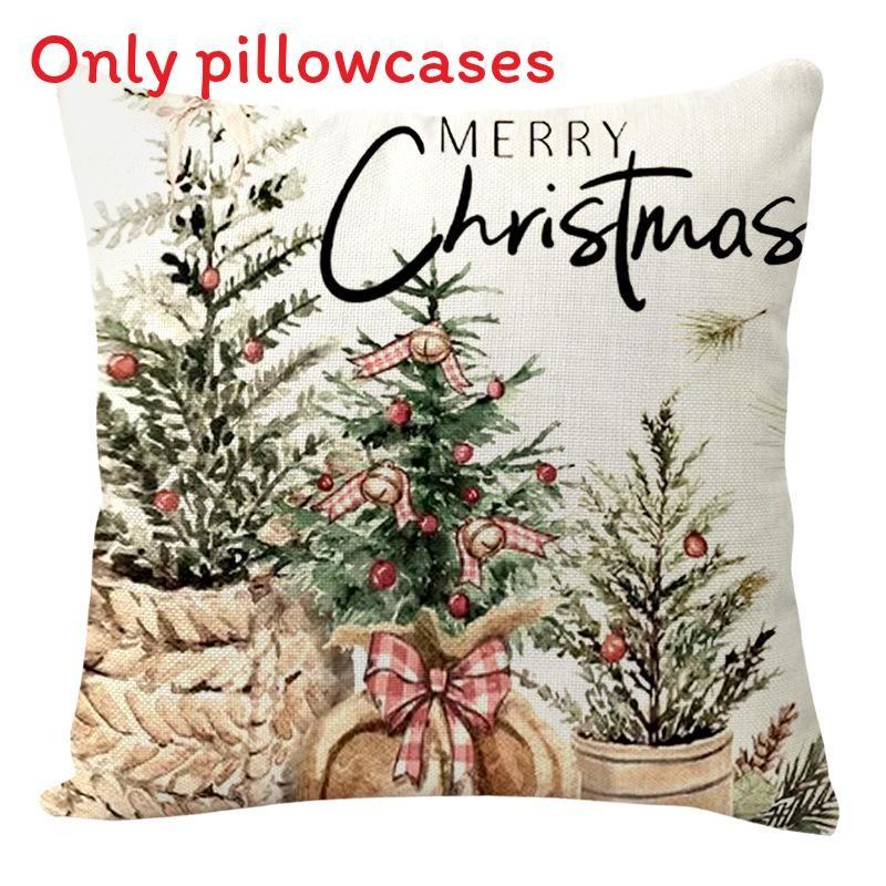 Conjunto de Quatro Capas de Almofada de Linho com Tema Natalino Moderno Minimalista para Decoração de Casa