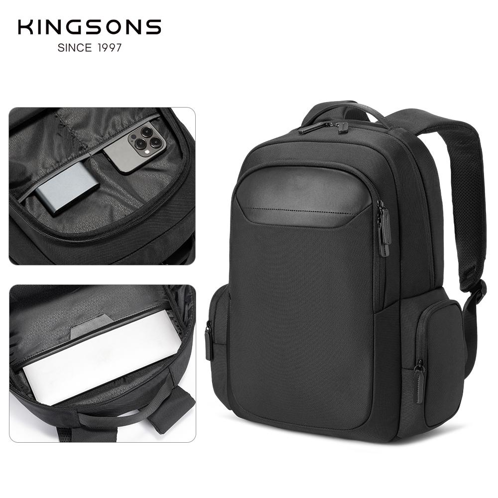 Men's Backpack, Kingsons 15.6'' Laptop Business Waterproof 23L Travel Bag with Luggage Strap, Durable Polyester Commuter Daypack