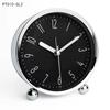 Round Alarm Clock Study Desk Alarm Clock Pointer Type Quartz Clock Bedside Table Clock Silent Metal Seat Clock