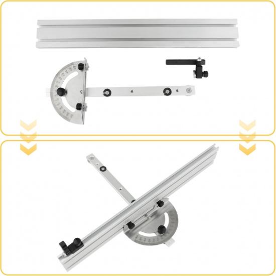 Precision Table Saw Miter Gauge System with Miter Fence, 120°Angle Stops Adjustable for Table Saw, Band Saw, Router Table, 250mm
