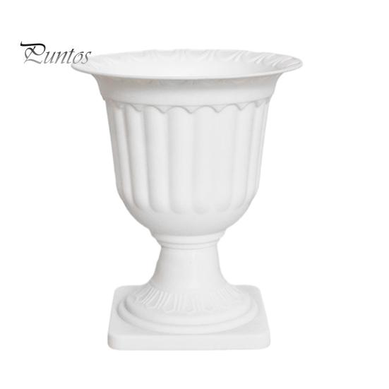 Outdoor Flower Planter Urn Planter, Plastic Plant Pot White Small Faux Flowerpot Urn, Elegant Retro for Indoor Table Decor Sturdy Lightweight