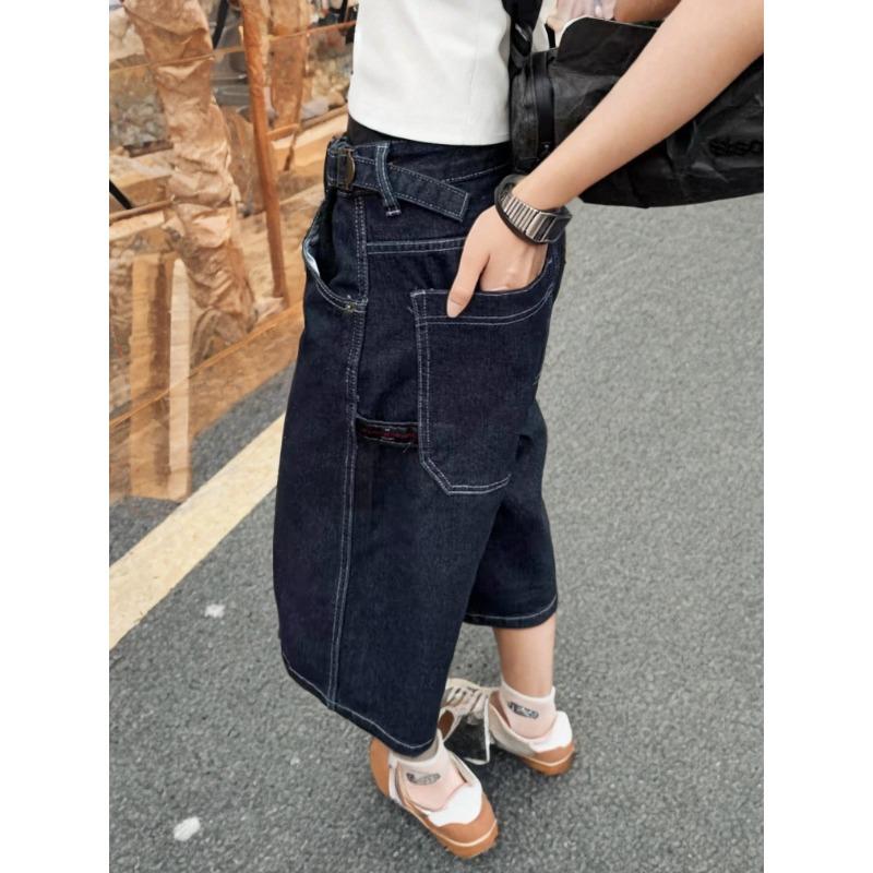 Americký retro vysoký pas široké nohavice zkrácené džínové dámské letní novinka volný high street nejjednodušší kombinace zeštíhlující