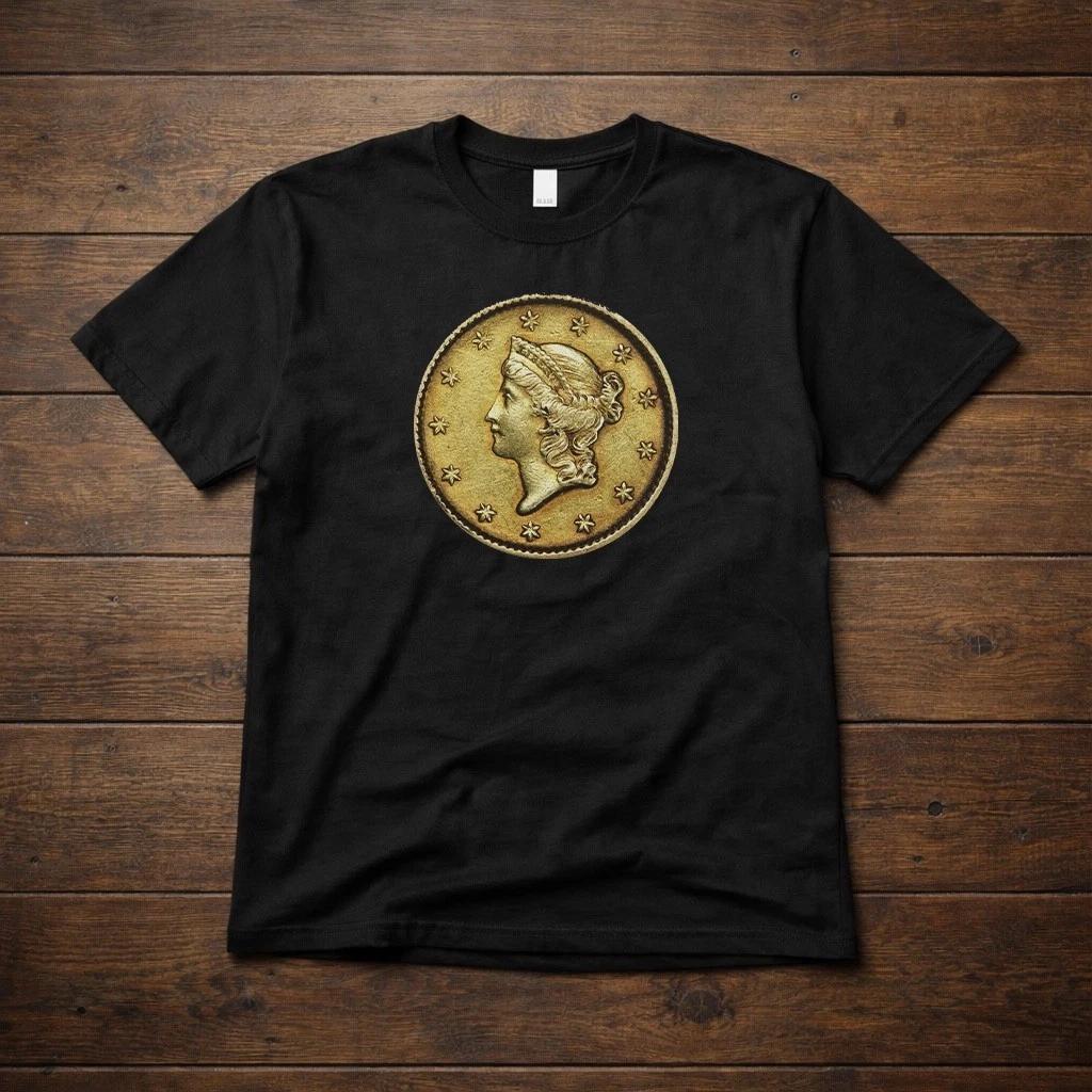 Liberty Head Gold Dollar Coin T-Shirt — 1852 Tee Shirt — Coin Collector Gift