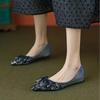 Fashion Woman Flats Diamond With Heel Shiny Bow Pointed Toe Shoes for Women Elegant Dress Wholesale Spring Young Low Price Genuine Mark
