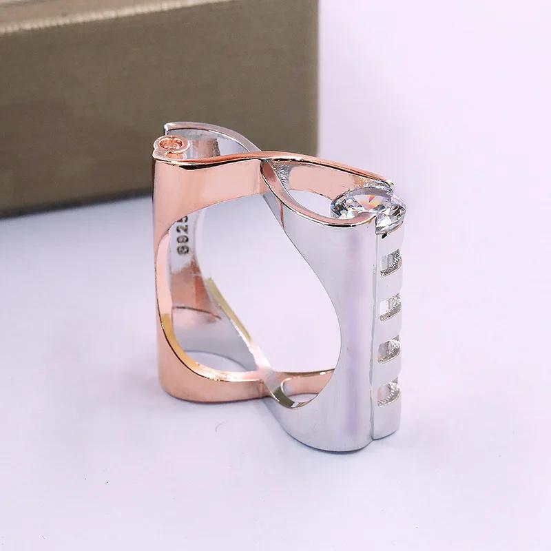 

Fashion Female Zircon Finger Ring Unique Style Silver Gold Color Double Heart Cross Infinity Wedding Rings for Women Men Anillos 10