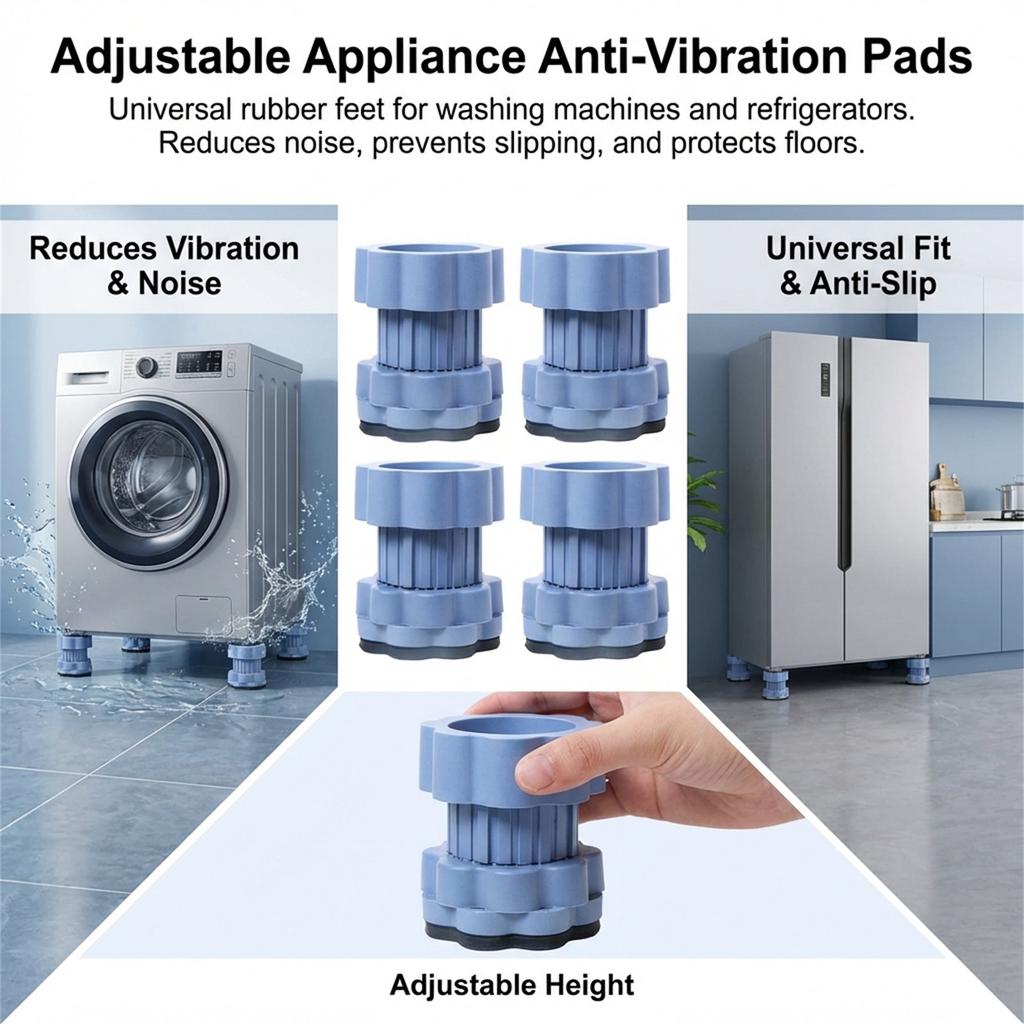 Washing Machine Anti-slip Pads Rubber Vibration Damping Feet Universal Refrigerator Base Non-skid Floor Protectors Hardware Tool