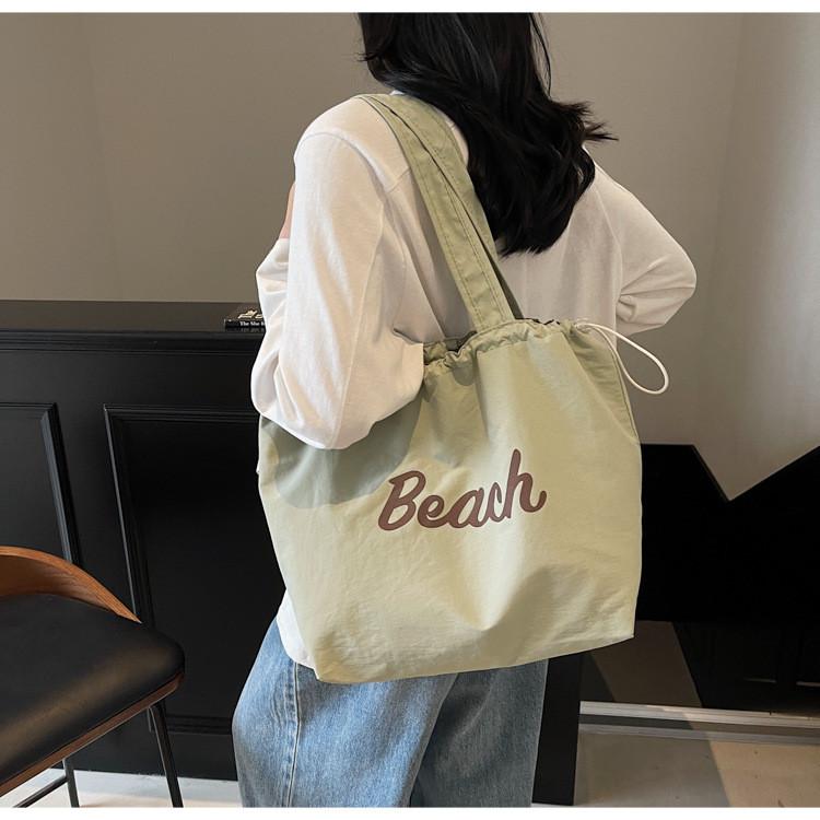 Nylon Letter Bag With Drawstring Closure For Casual Daily Use