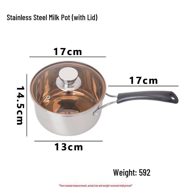 Stainless Steel Composite Bottom Milk and Soup Pot with Lid and Single Handle