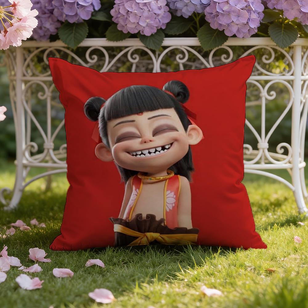 Animated Movie Nezha Cushion Cover Home & Car Dual-Scene Pillow Cover: Reversible for Premium Comfort