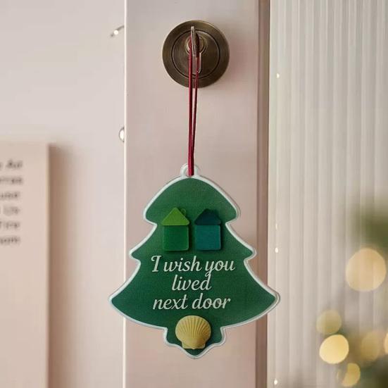 Christmas Pendant Xmas Tree Stocking Shape 2D Acrylic Seaside Festive Decoration with Lanyard Beach House Holiday Decor