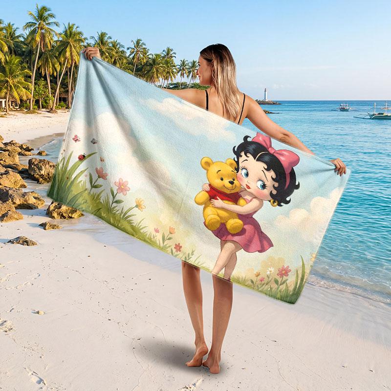 Large Beach TowelBetty Boop Soft Absorbent Towel Beach Bath Home Use