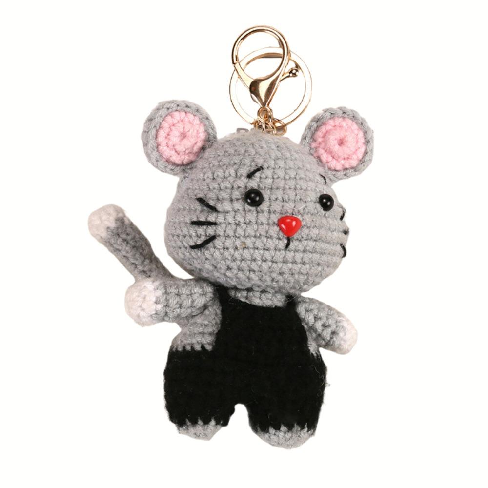 Dog Mini Knit Mouse Pendant Wool Knitting Cat Doll Pendant Keychain Friend Gifts