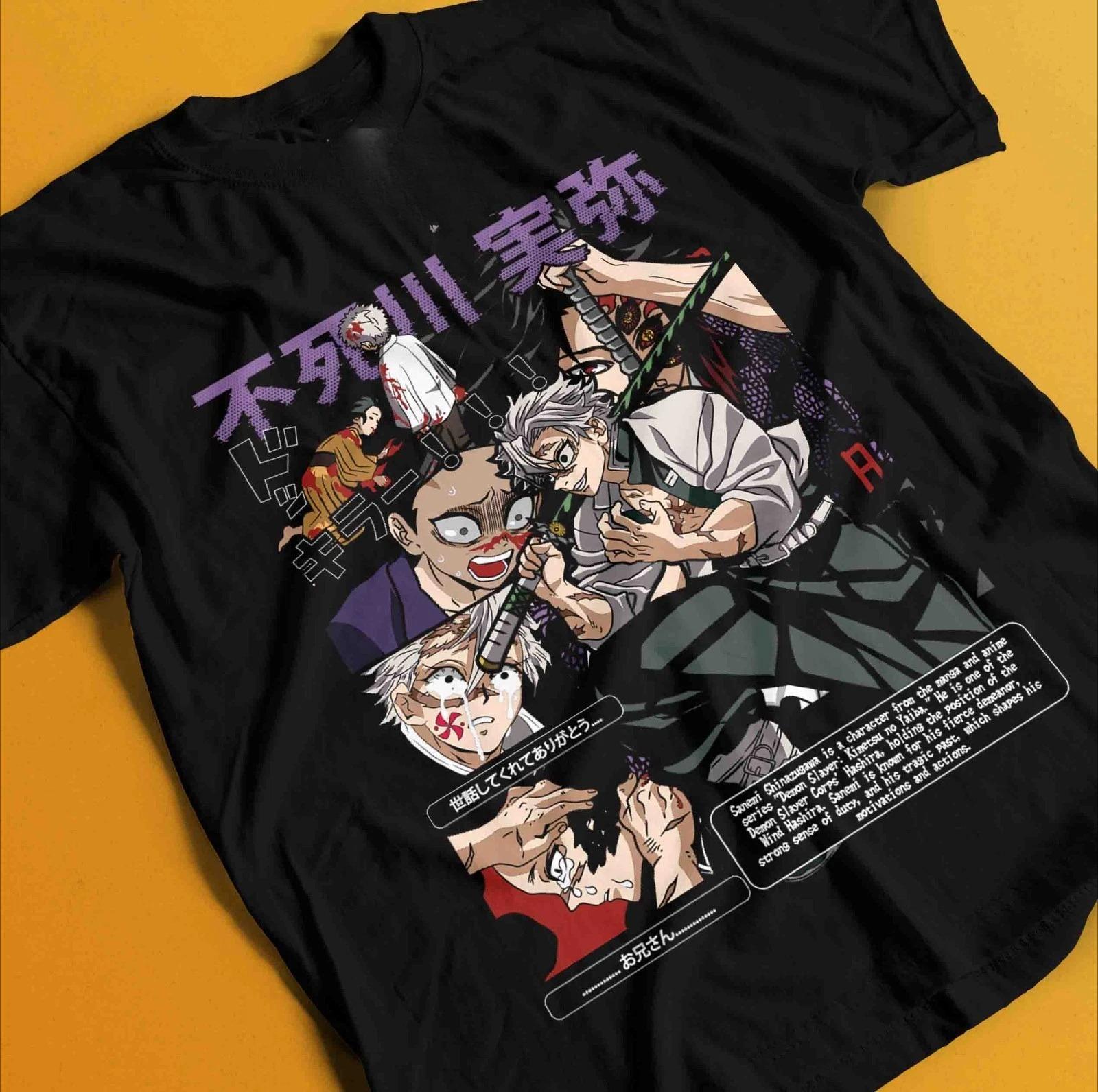 

Demon Slayer Shirt Sanemi Shinazugawa Tshirt Tanjiro TShirt Muzan Doma Genya Summer Unisexs and Womens Tshirt Top S