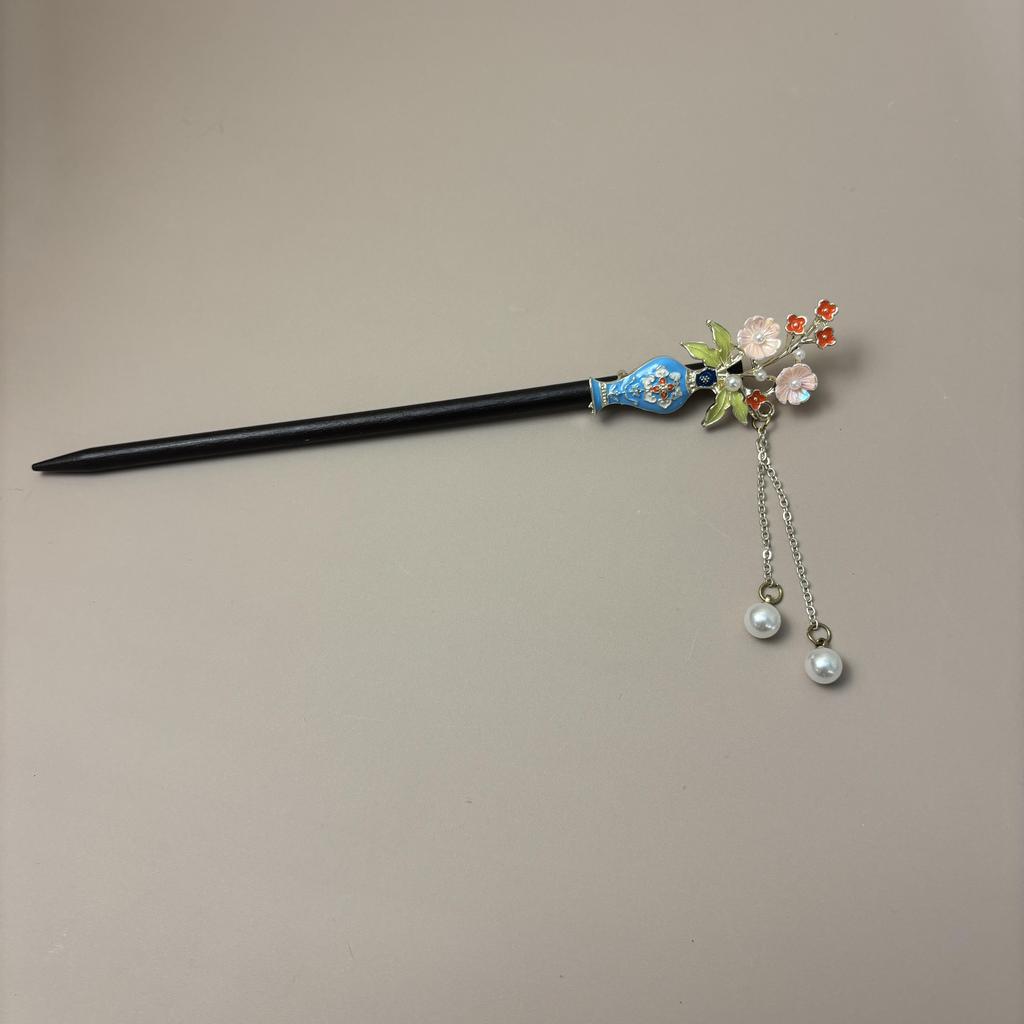 China Vase Enamel Hairpin, Hairpin Magic Tool, Hanfu Ancient Style Headpiece