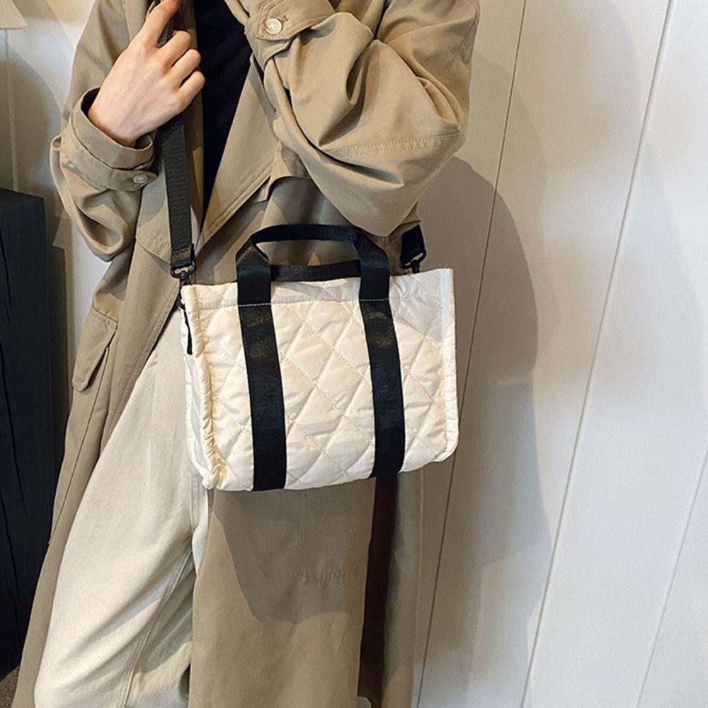 Rhombus Plaid Korean Shoulder Bag Korean Style Small Puffer Bag  Office Worker