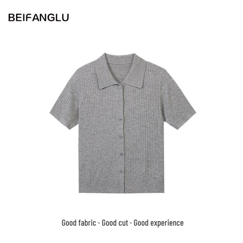 Northern Deer Women's Summer Polo Collar Knit, Short Sleeve, 70% Acetate, 20% Silk, 10% Cashmere