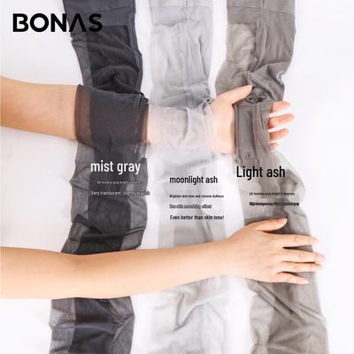 Bonas durchsichtige graue Strümpfe: Sommerliche Dünne, Hochtransparente, Anti-Haken, Kein Durchhängen im Schritt Strumpfhosen für Damen