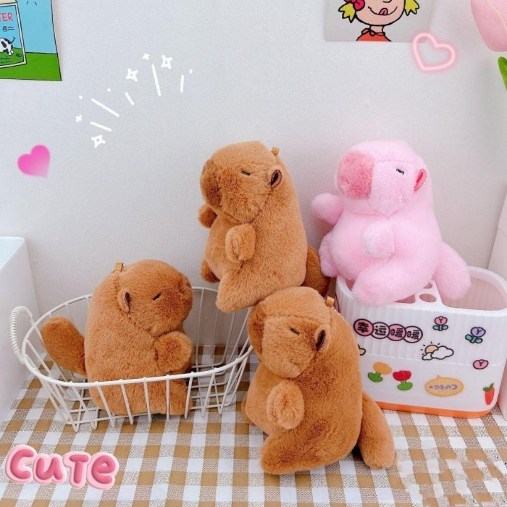 Soft Stuffed Tail Wagging Capybara Keyring Kawaii Capybara Doll Pendant  Kids Toy Gift