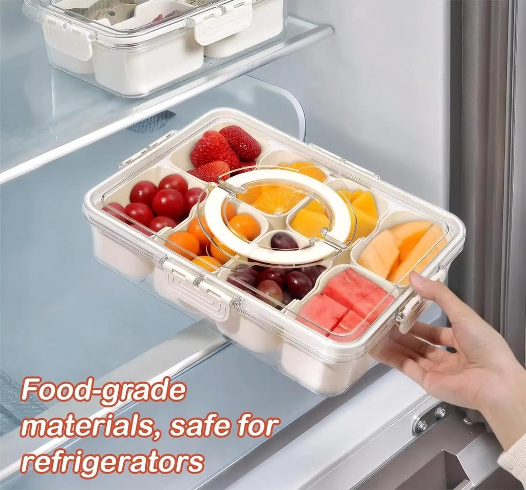 8 Grids Storage Box with Lid - Durable Plastic Organizer for Office Supplies and Crafts, Keeping Snack Fruits Food Box