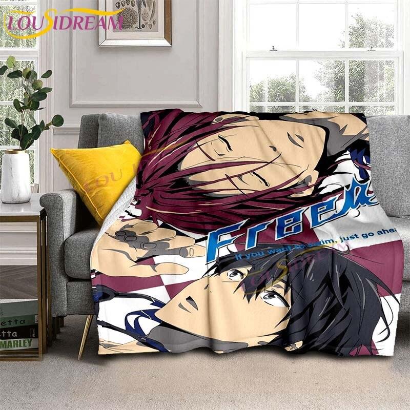 Gratis Iwatobi Swim Club Dekens Cartoon Bedspreien Dekens Anime Flanellen Dekens Bank Bed Dekens Plaid Dekens Cadeaus