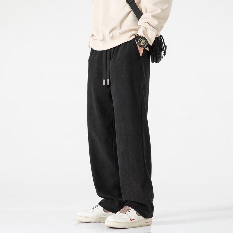 XueZhongFei Men's Corduroy Fleece-Lined Casual Pants
