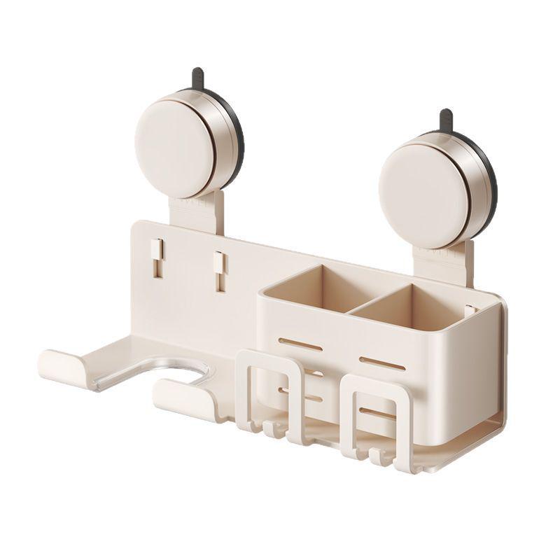 Wall-Mounted No-Drill Bathroom Stand: Electric Toothbrush & Hair Dryer Holder with Mouthwash Cup
