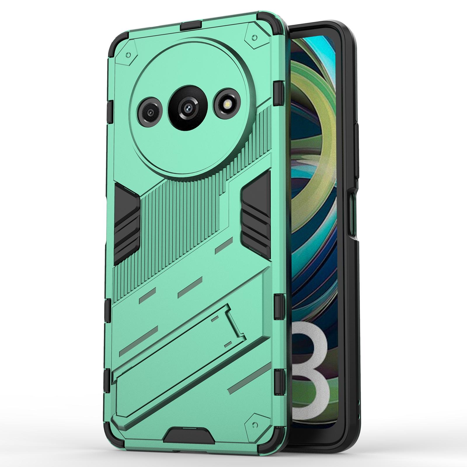 

For Xiaomi Redmi A3/Poco C61 4G Phone Cover PC+TPU Dual-Layer Protection Case Built-in Kickstand Green