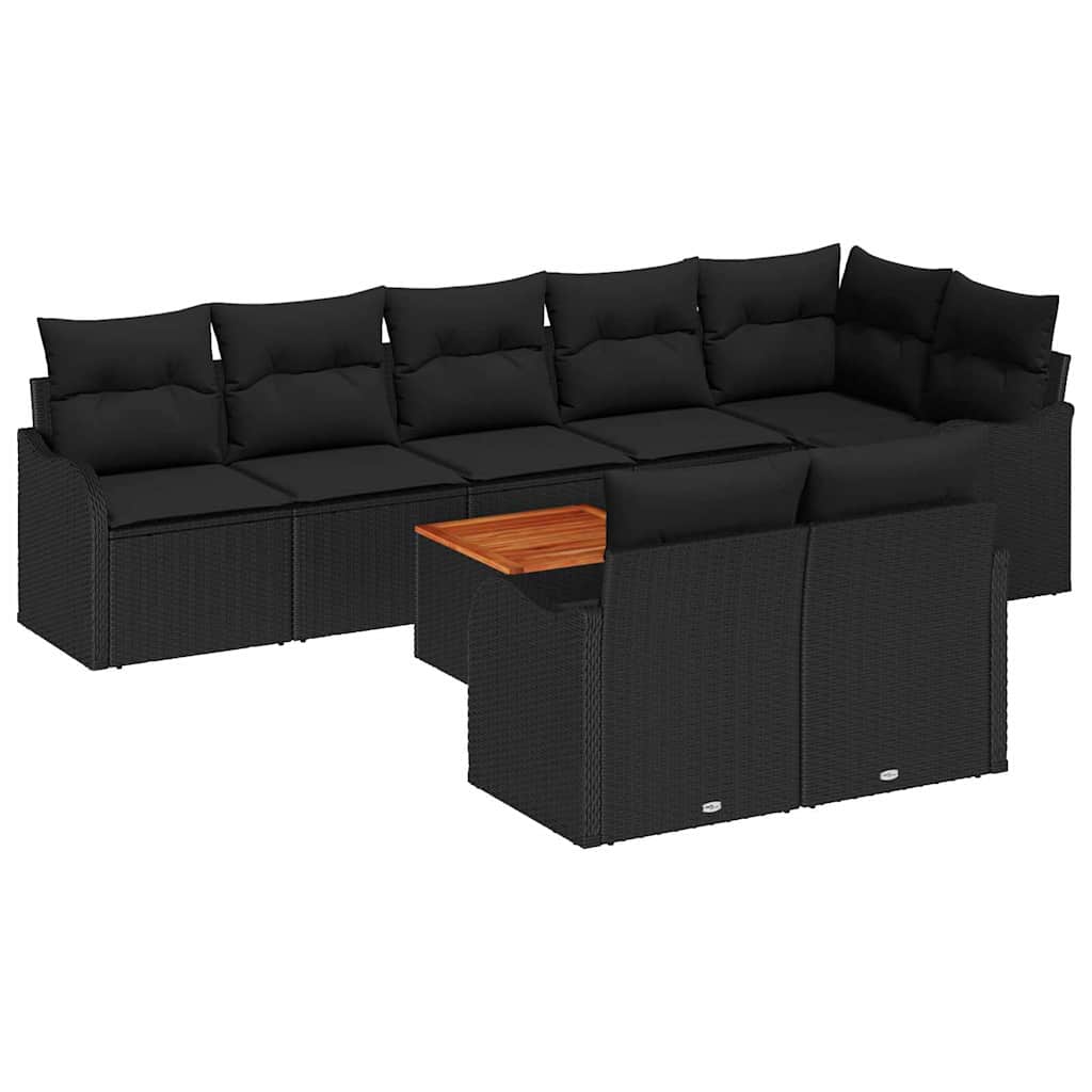 Garden Sofa Set with Storage 9 pcs Black Poly Rattan