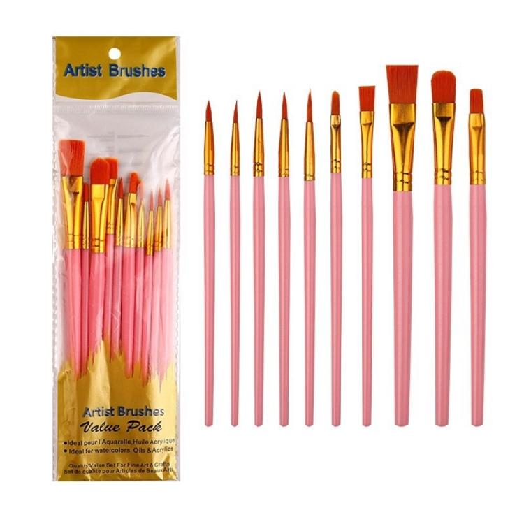 10 Pcs Watercolor Paint Brushes Set Nylon Hair Painting Brush Art Tool Drawing and Art Supplies For Creative Projects