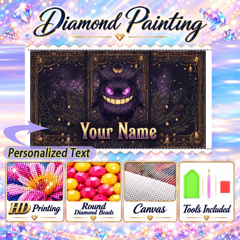 Personalized Gengar Diamond Art Custom Name 5D Diamond Painting Full Drill DIY Craft