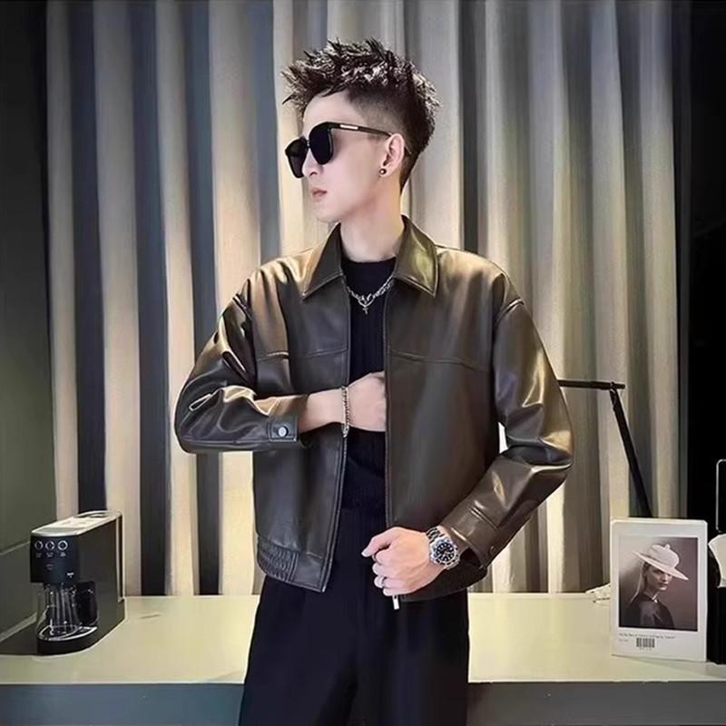 Men's Trendy Short Leather Jacket - Cool Street Style Fashion for Spring & Autumn 2025