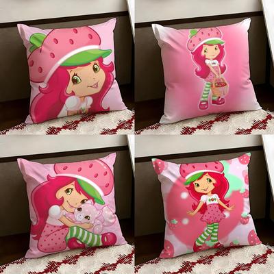 Cartoon SStrawberry SShortcake Cushion Cover Reversible Soft Durable Pillow Cover Home  Car MultiScene Use for Daily Comfort