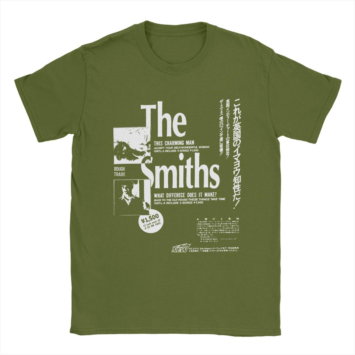 

Музика The Smiths Чоловіча футболка Вінтажна футболка Короткий рукав Круглий виріз Футболка Чиста бавовна Подарунок на день народження Одяг L армія зелений колір