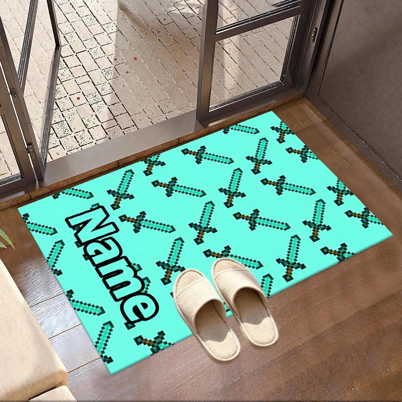 Custom Name Personalized Gamer craft Print Carpet, Versatile Home Decor Rug, for Playroom, Apartment, Balcony, Entryway, Hallway Gift