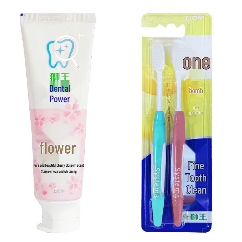 Lion Chilikajia Sakura Toothpaste & Brush Set