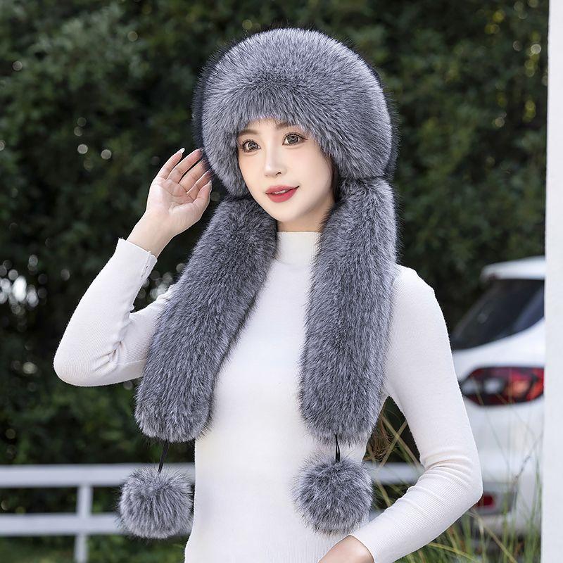 Winter New Warm Hat Scarf Integrated Thickened Cold-proof Windproof Neck Protection Cycling Headhat Fashionable Women's Hat