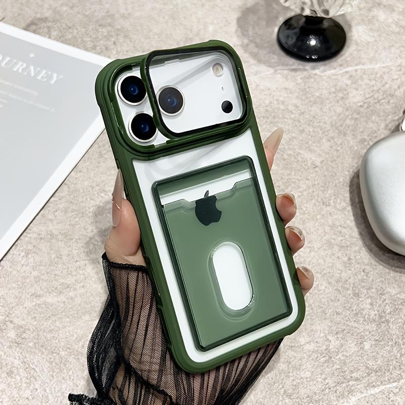 Luxury Slot Card Holder Wallet Clear Case For iPhone 17 Air 16 15 14 13 12 11 Pro Max Fold Lens Stand Holder Shockproof Cover