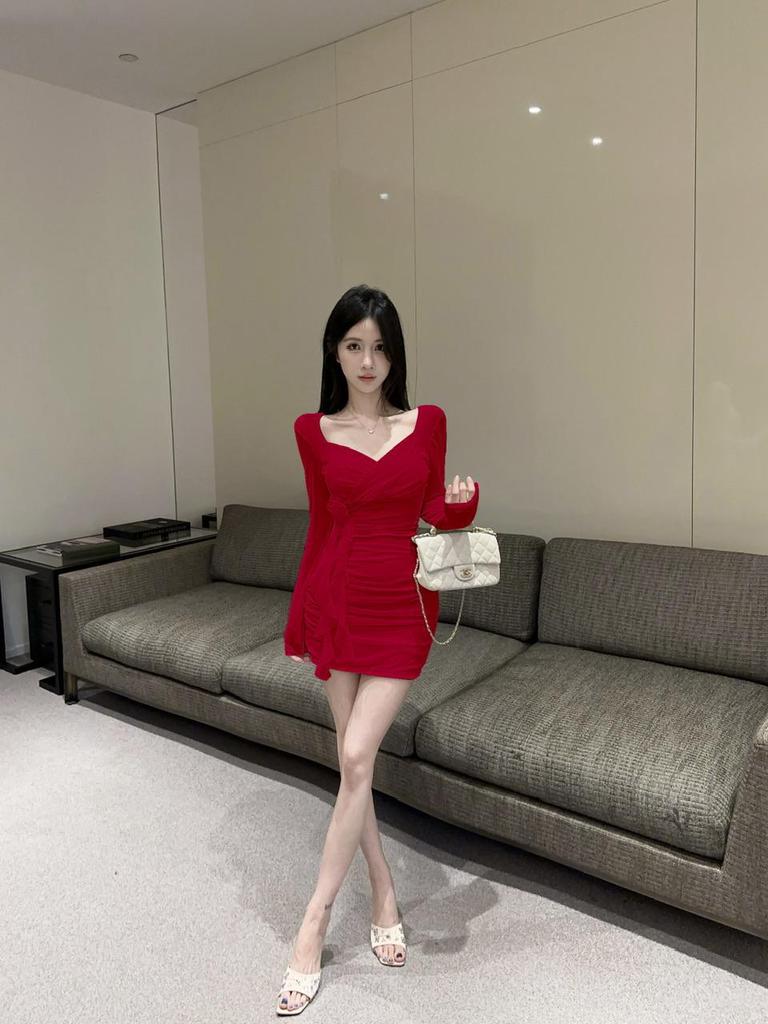 Spicy Girl Mesh Bodycon Kleid – Sexy Nachtclub- & Massage-Technikerin-Uniform