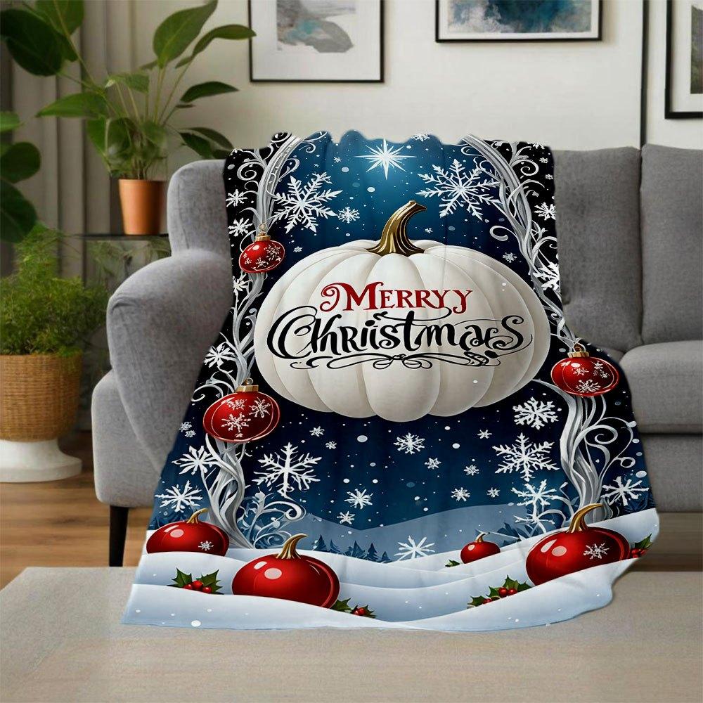"Merry Christmas Winter Wonderland Frame"Blanket Flannel Throw Blanket for Sofa, Bed, Travel, Camping, Office